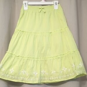 Gymboree Light Green A-Line Skirt with White Embroidery